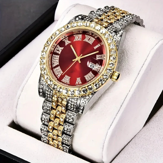 Vintage Hip Hop Watch for Men - Stylish Quartz Timepiece with Rhinestone Dial